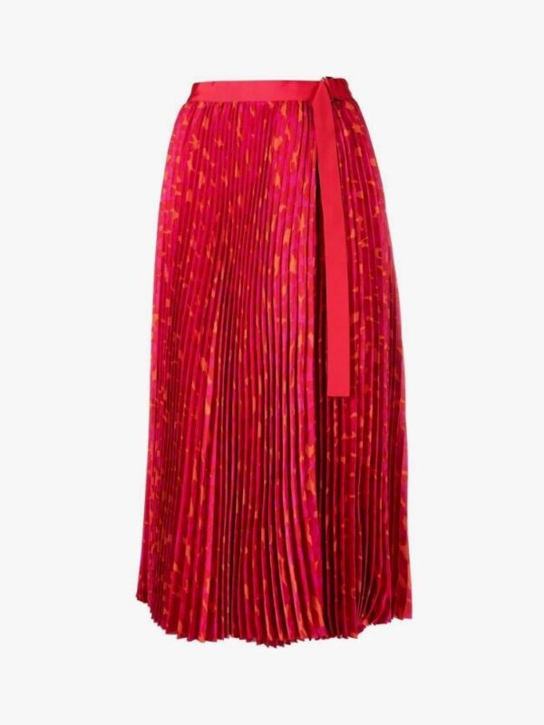 LEOPARD PRINT PLISSE MIDI SKIRT