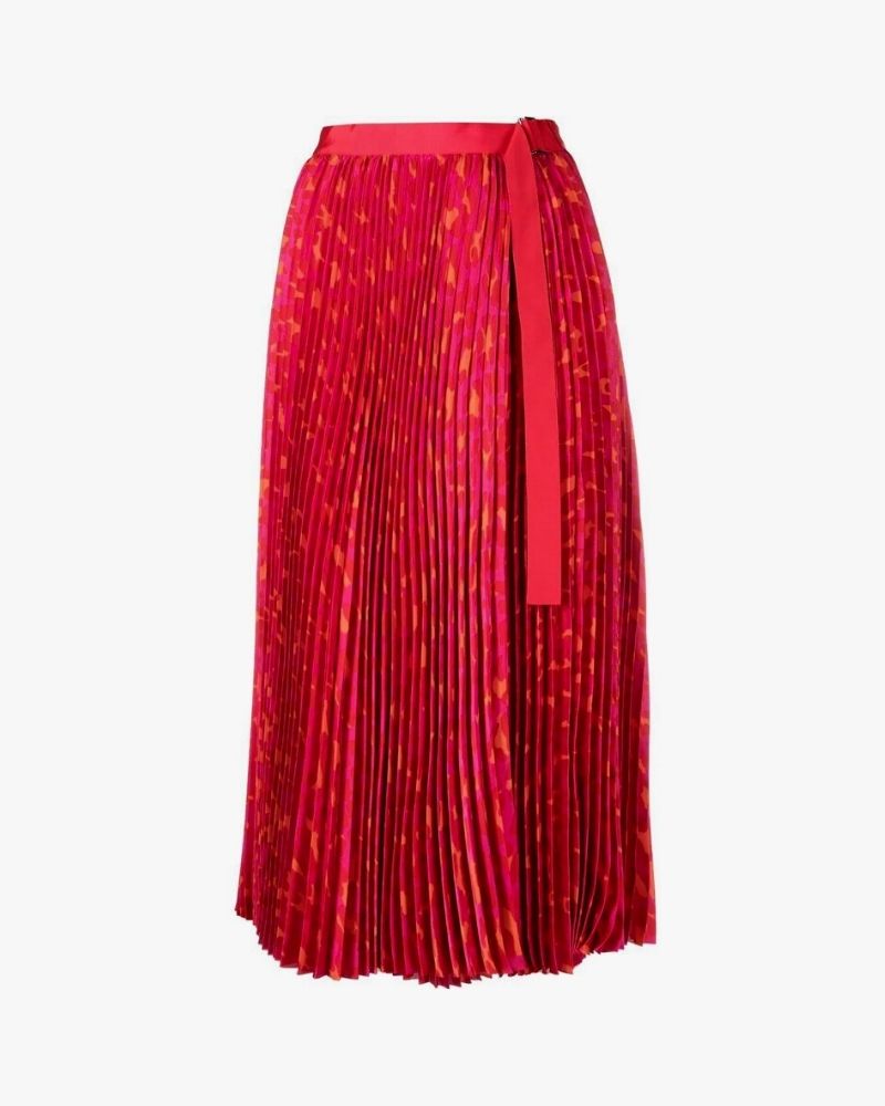 LEOPARD PRINT PLISSE MIDI SKIRT