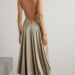HALTERNECK SATIN-JERSEY MIDI DRESS
