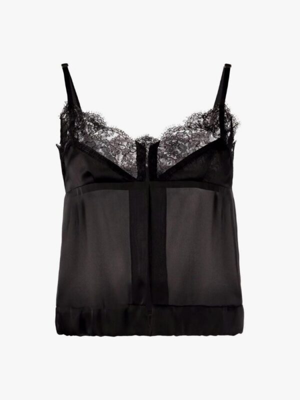 LACE TRIM SATIN TOP