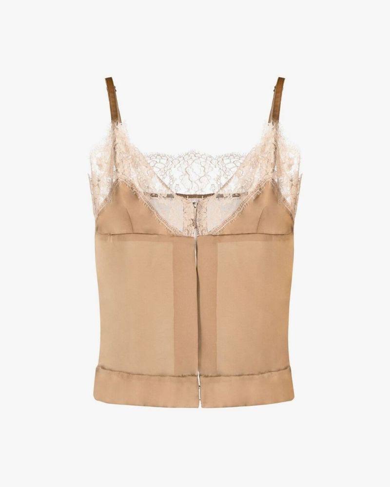 LACE TRIM SATIN TOP