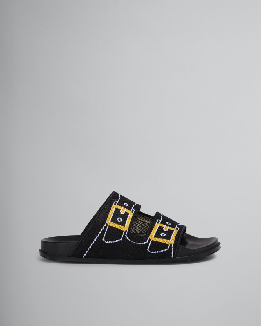 TROMPE L'ŒIL JACQUARD TWO-STRAP SLIDE