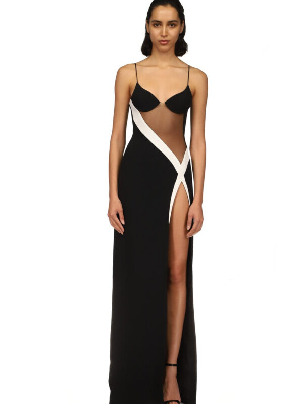 TULLE INSERT CONTRAST GOWN