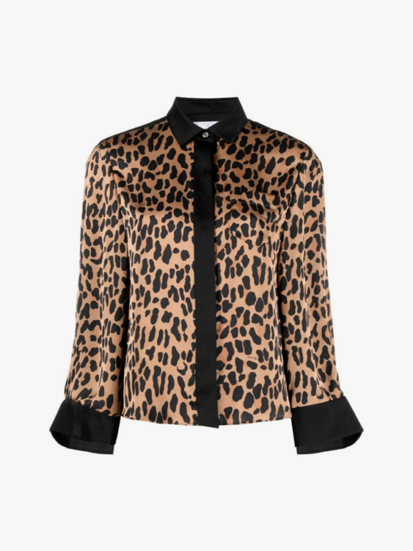 LEOPARD PRINT WIDE SLEEVES BLOUSE
