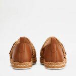 SLIP-ONS IN LEATHER AND RAFFIA