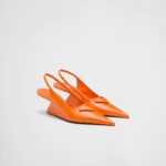 BRUSHED LEATHER SLINGBACK PUMPS
