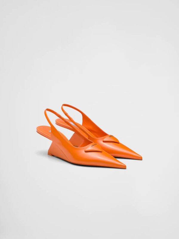 BRUSHED LEATHER SLINGBACK PUMPS