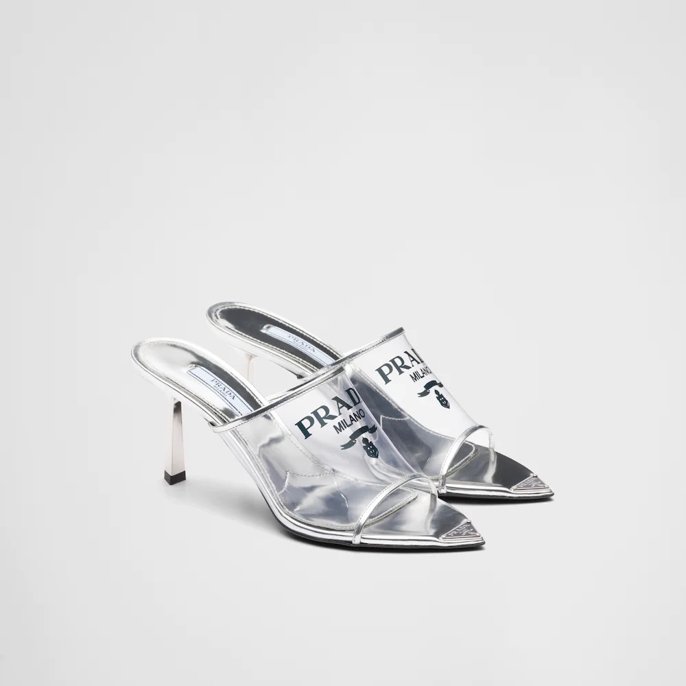LOGO PRINT PLEXIGLASS MULES - Helga Design