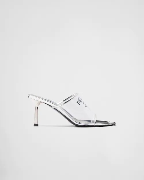 LOGO PRINT PLEXIGLASS MULES - Helga Design