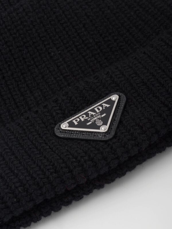 CASHMERE AND WOOL LOGO BEANIE