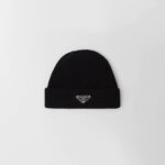 CASHMERE AND WOOL LOGO BEANIE