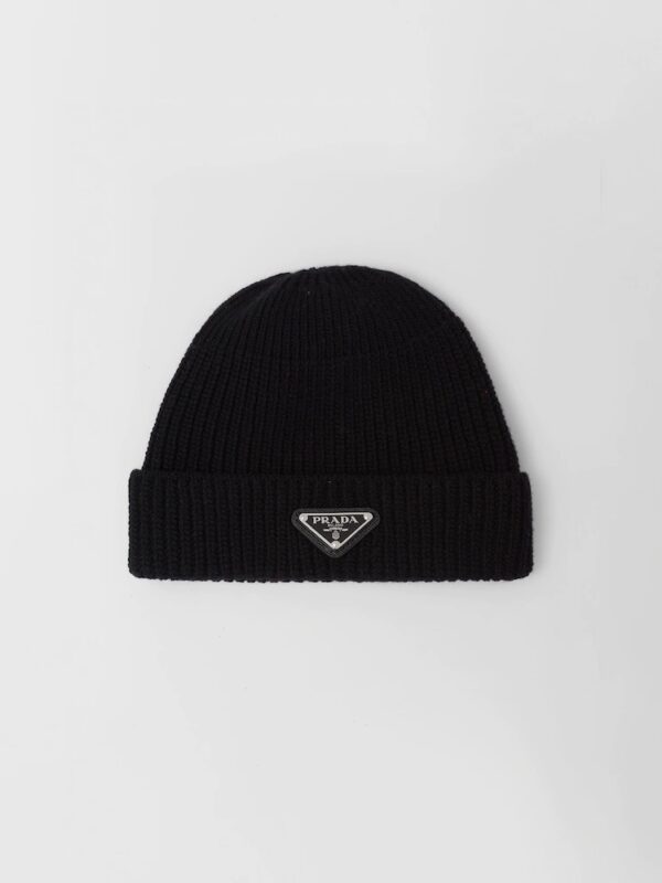 CASHMERE AND WOOL LOGO BEANIE