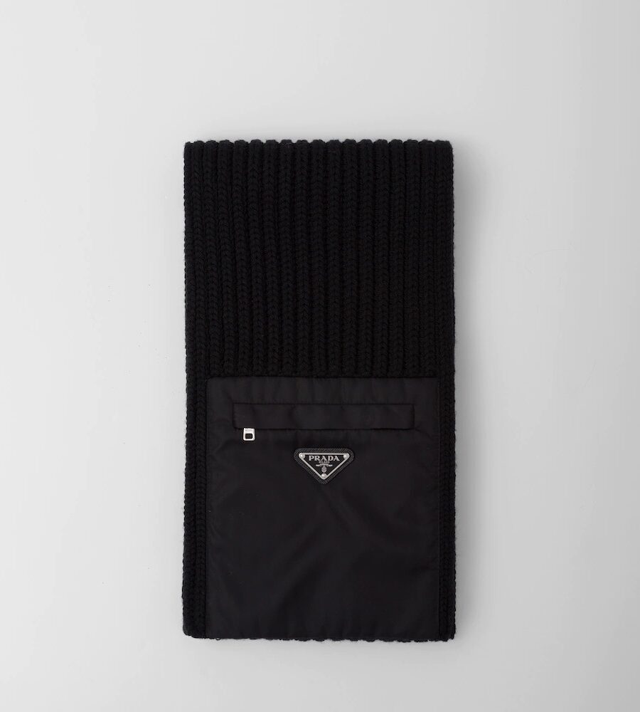 RE NYLON GABARDINE AND WOOL SCARF