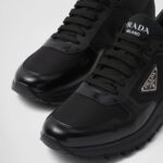 PRAX 1 RE NYLON AND BRUSHED LEATHER SNEAKERS