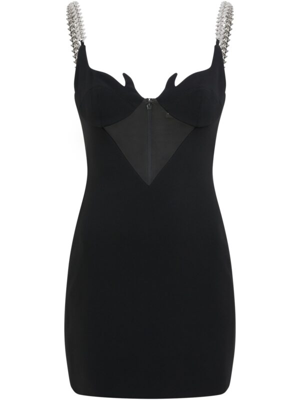CRYSTAL CHAIN AND FLAME DETAIL MINI DRESS