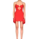 CRYSTAL CHAIN AND FLAME DETAIL MINI DRESS
