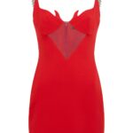 CRYSTAL CHAIN AND FLAME DETAIL MINI DRESS