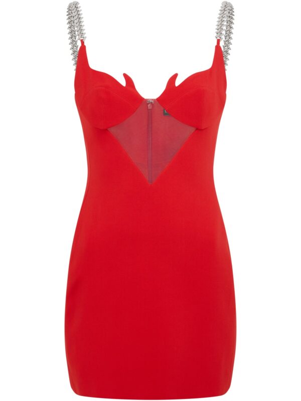 CRYSTAL CHAIN AND FLAME DETAIL MINI DRESS