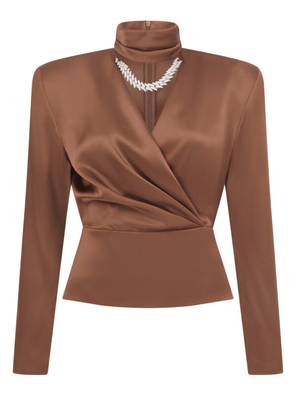 CRYSTAL FLAME CHAIN AND CHOKER WRAP TOP
