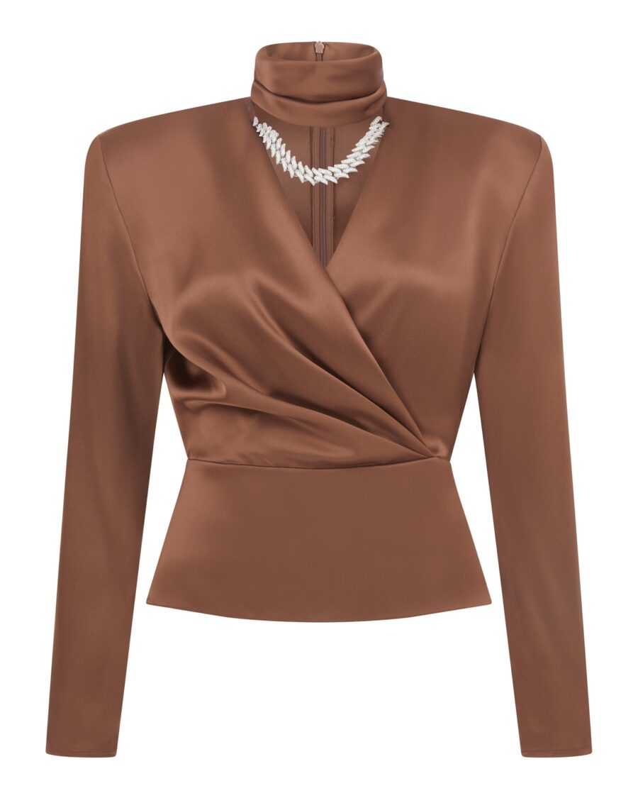 CRYSTAL FLAME CHAIN AND CHOKER WRAP TOP