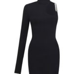 ONE SLEEVE CRYSTAL FLAME CHAIN MINI DRESS Regular price
