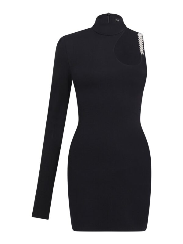 ONE SLEEVE CRYSTAL FLAME CHAIN MINI DRESS Regular price