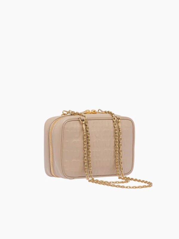 LOGO EMBOSSED LEATHER TOP HANDLE BAG