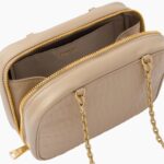 LOGO EMBOSSED LEATHER TOP HANDLE BAG