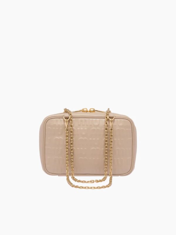 LOGO EMBOSSED LEATHER TOP HANDLE BAG