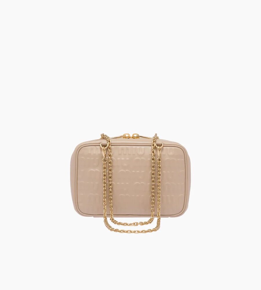 LOGO EMBOSSED LEATHER TOP HANDLE BAG