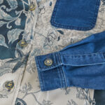 PRINTED DENIM AND SILK JACKET