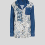 PRINTED DENIM AND SILK JACKET