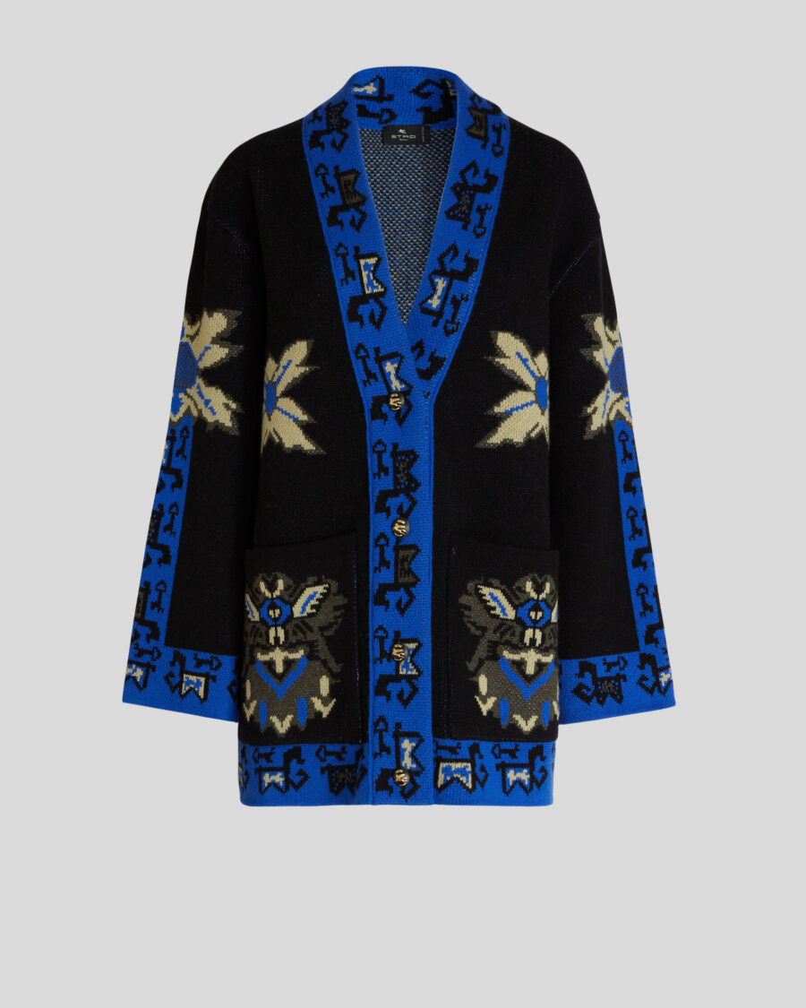 GEOMETRIC PATTERN JERSEY JACQUARD COAT