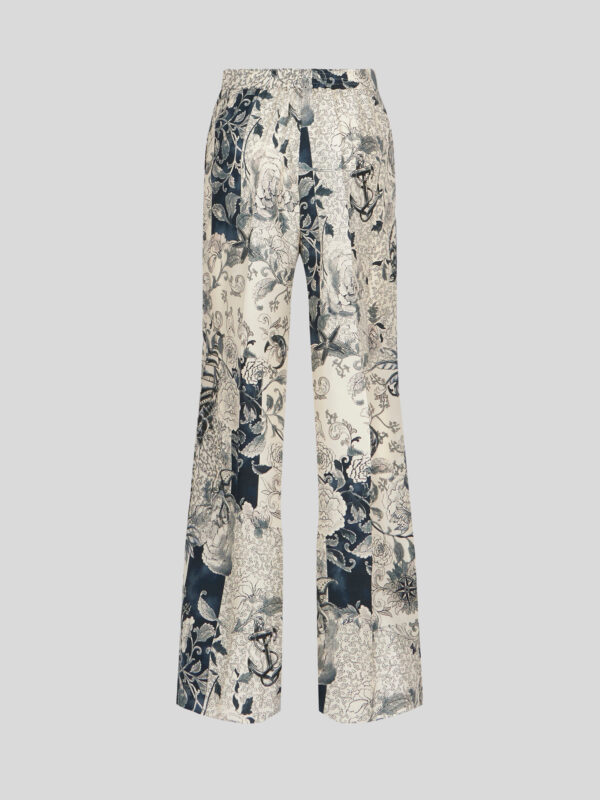 PRINTED SILK PALAZZO TROUSERS