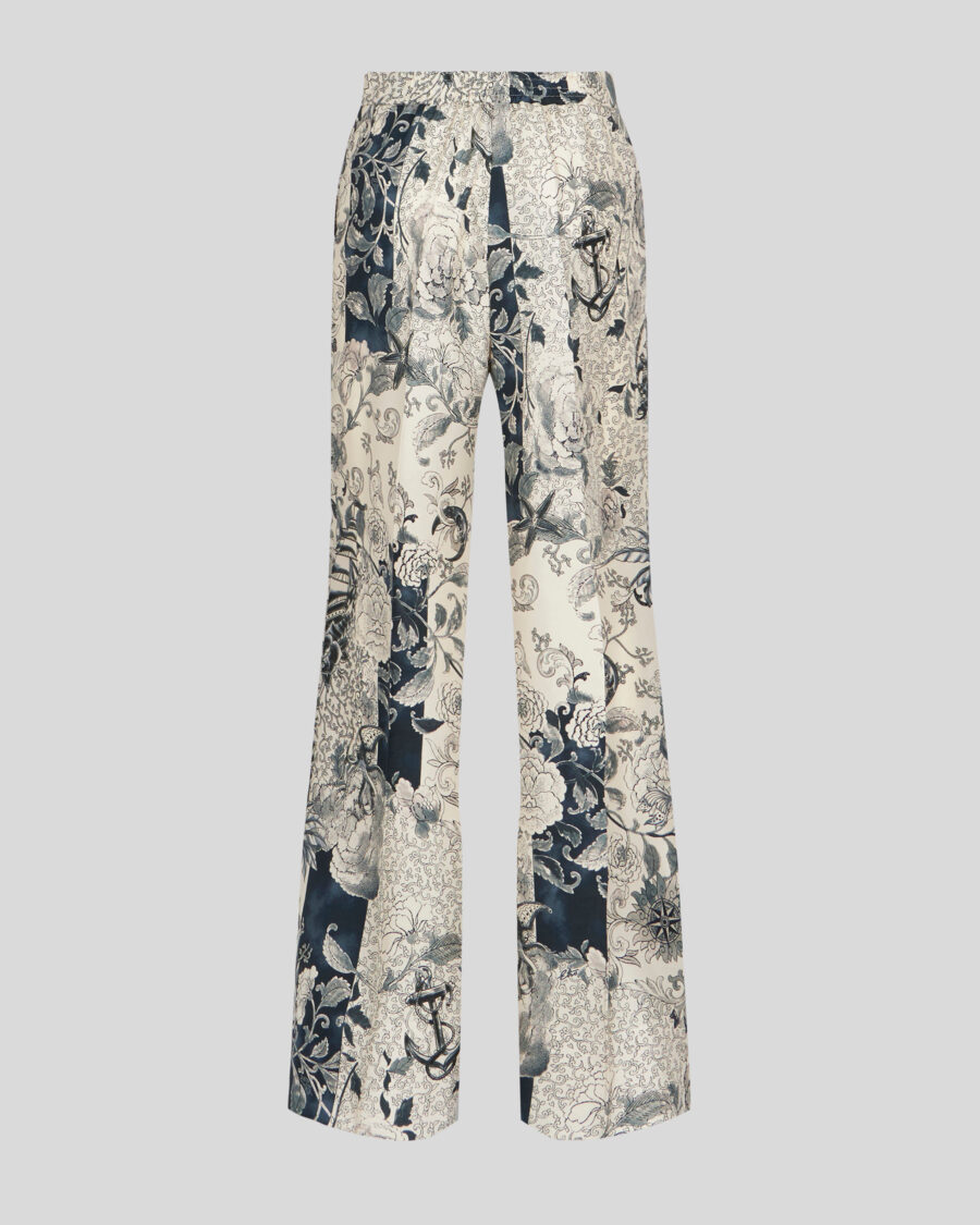 PRINTED SILK PALAZZO TROUSERS