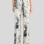 PRINTED SILK PALAZZO TROUSERS