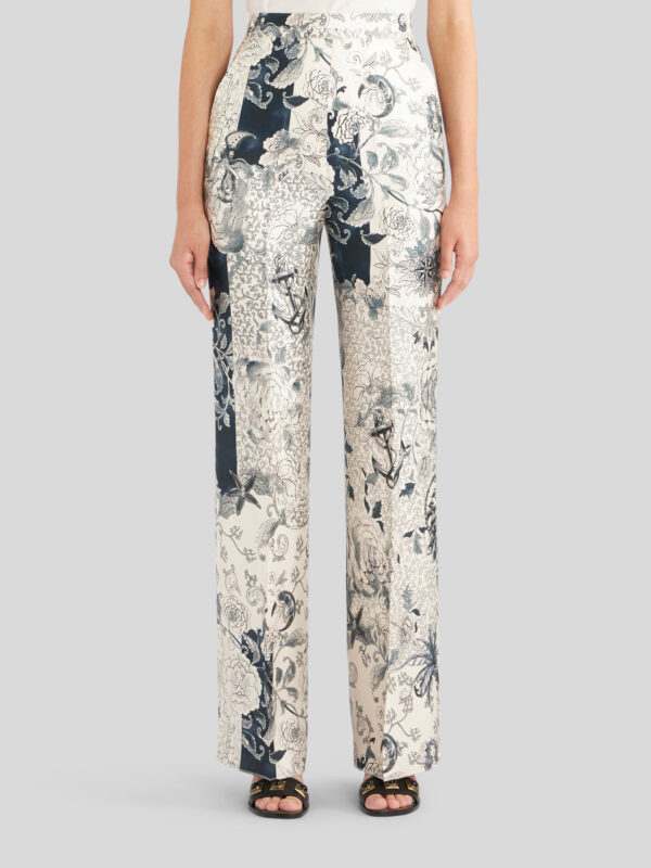 PRINTED SILK PALAZZO TROUSERS