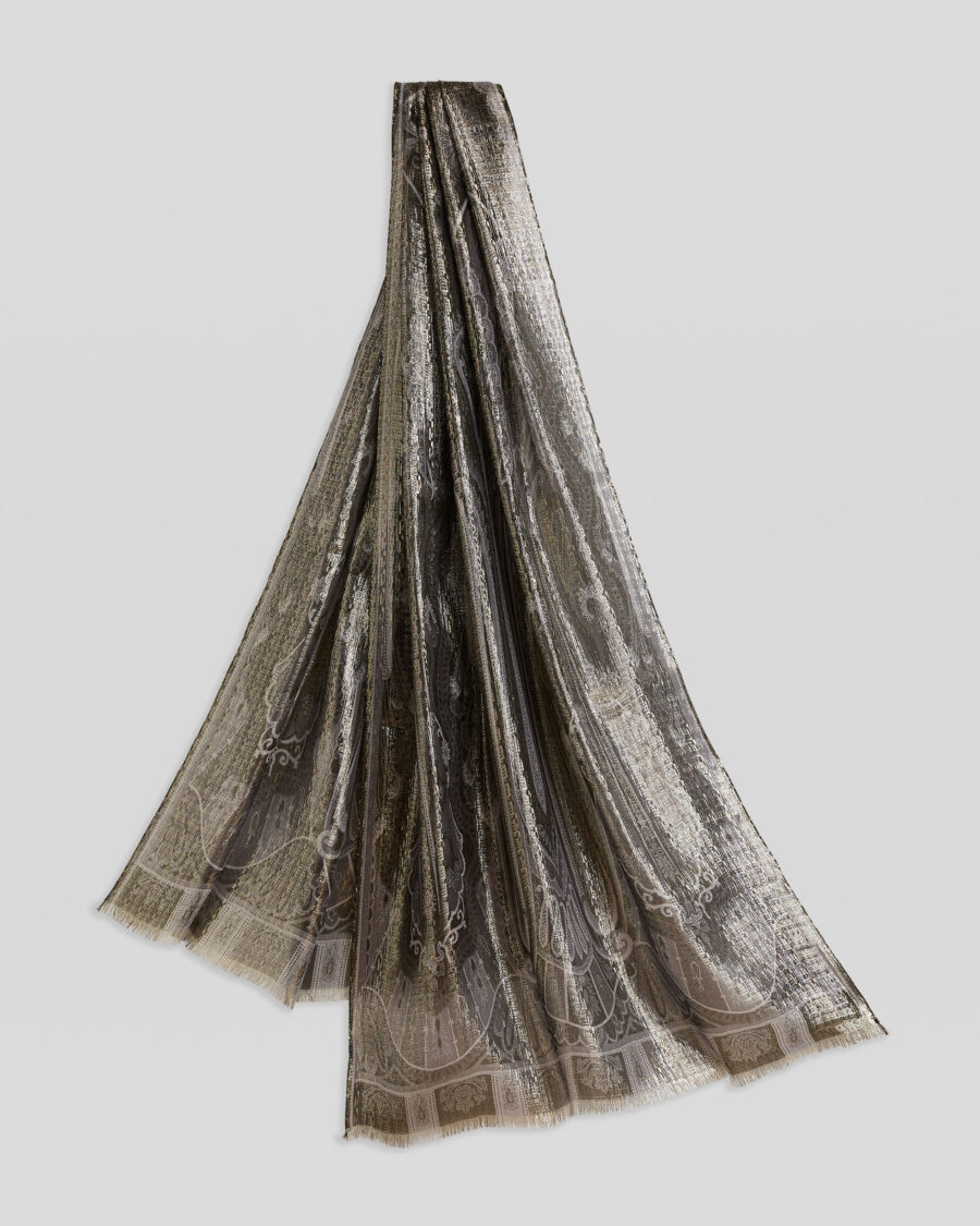 PAISLEY SILK AND GOLDEN YARN SCARF