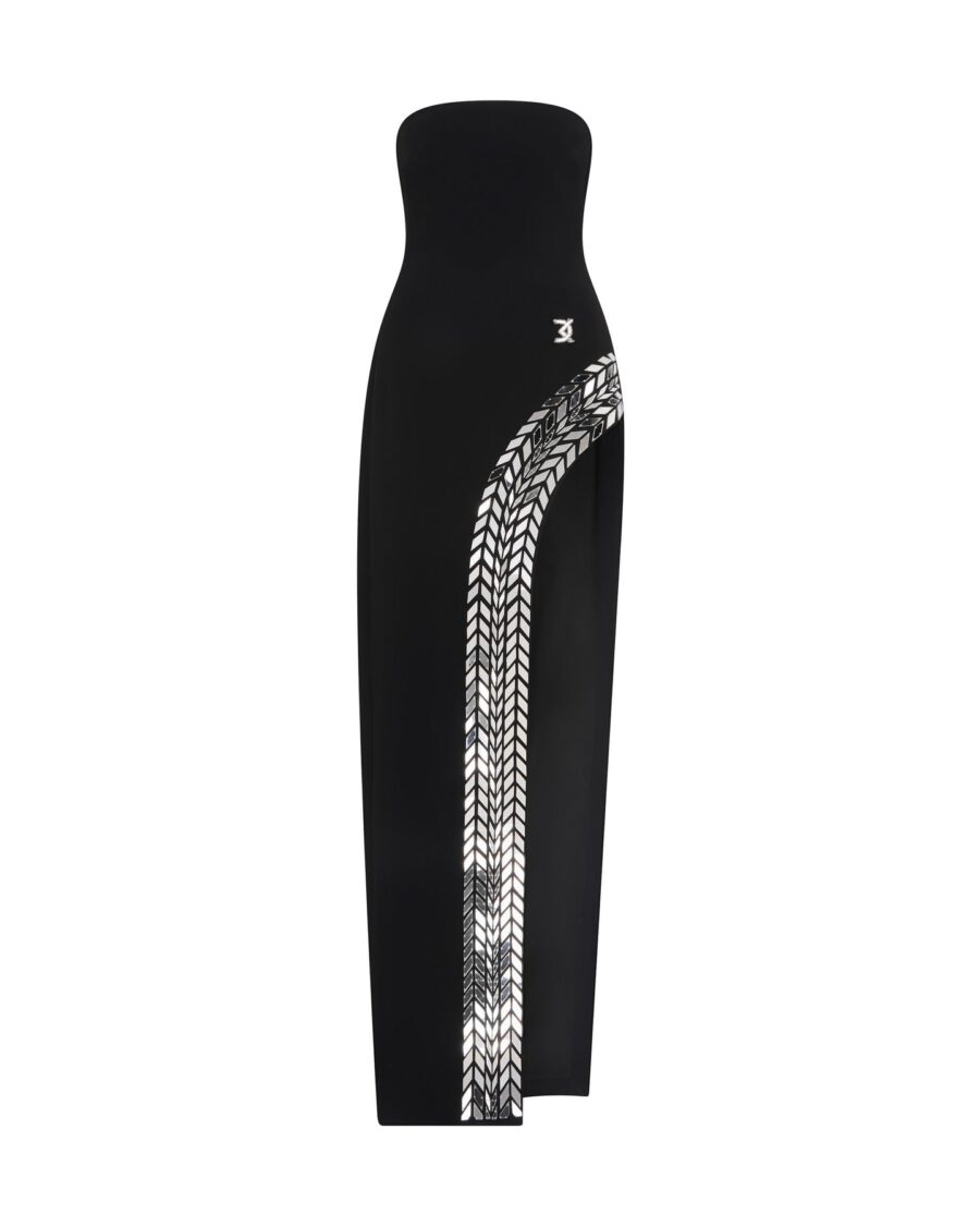 PLEXIGLASS TYRE TRACK EMBROIDERY GOWN