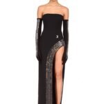 PLEXIGLASS TYRE TRACK EMBROIDERY GOWN