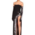 PLEXIGLASS TYRE TRACK EMBROIDERY GOWN