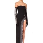PLEXIGLASS TYRE TRACK EMBROIDERY GOWN
