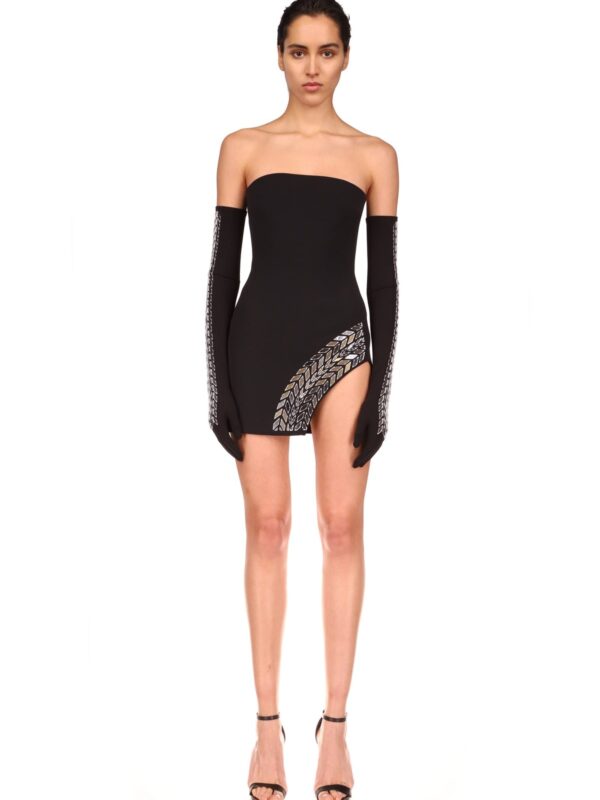 PLEXIGLASS TYRE TRACK SLEEVELESS MINI DRESS