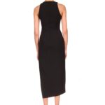CRYSTAL EMBROIDERY FLAME FRAME NET INSERT OPEN LEG DRESS