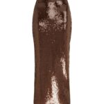 SEQUIN MIDI SKIRT IN BROWN
