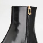 PLATFORM ANKLE BOOTS IN LEATHER - BLACK