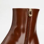 PLATFORM ANKLE BOOTS IN LEATHER - BROWN