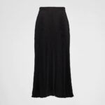 JACQUARD CREPE DE CHINE MIDI SKIRT