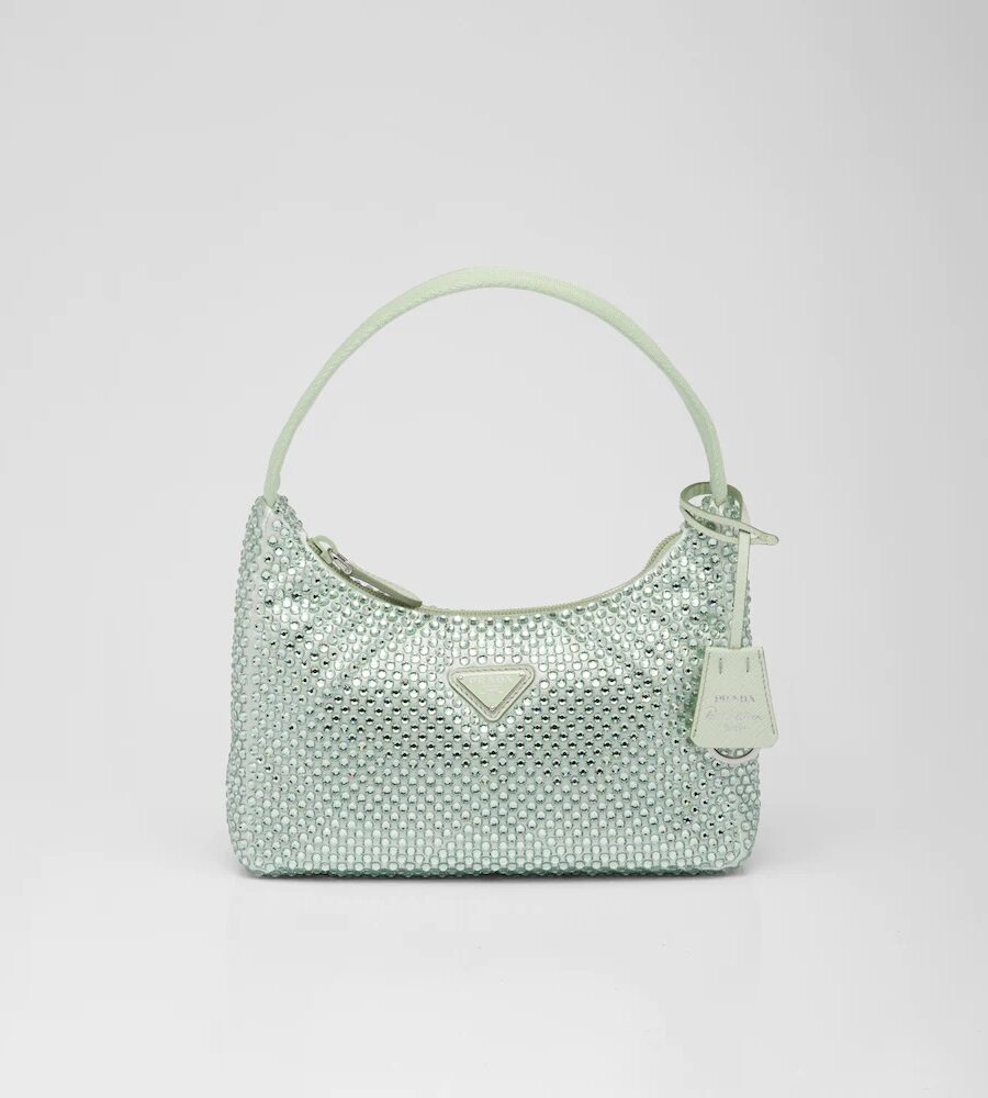 SATIN MINI BAG WITH CRYSTALS