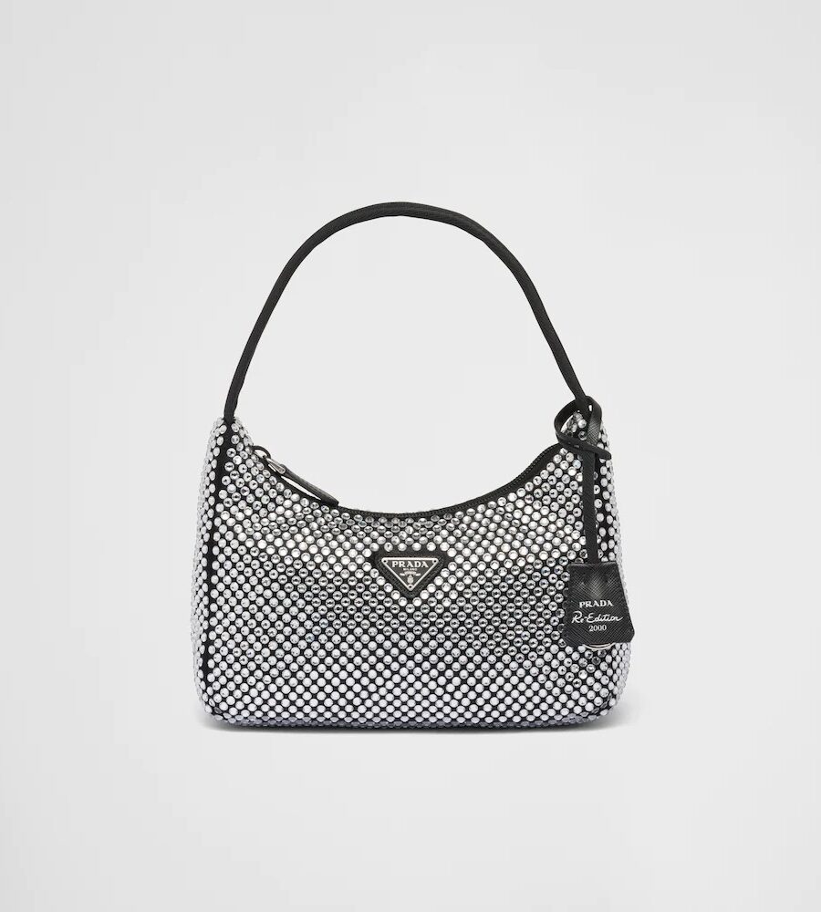 SATIN MINI BAG WITH CRYSTALS